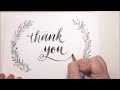 Watch me | Watercolor sprig wreath + Calligraphy Thank You