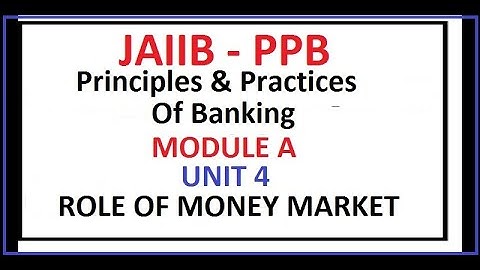 Principles And Practices Of Banking | Roles Of Money Markets | JAIIB | PPB | UNIT 4 | Module A
