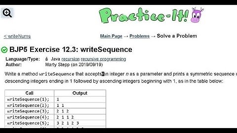Java Practice It | Exercise 12.3: writeSequence | recursion, recursive training