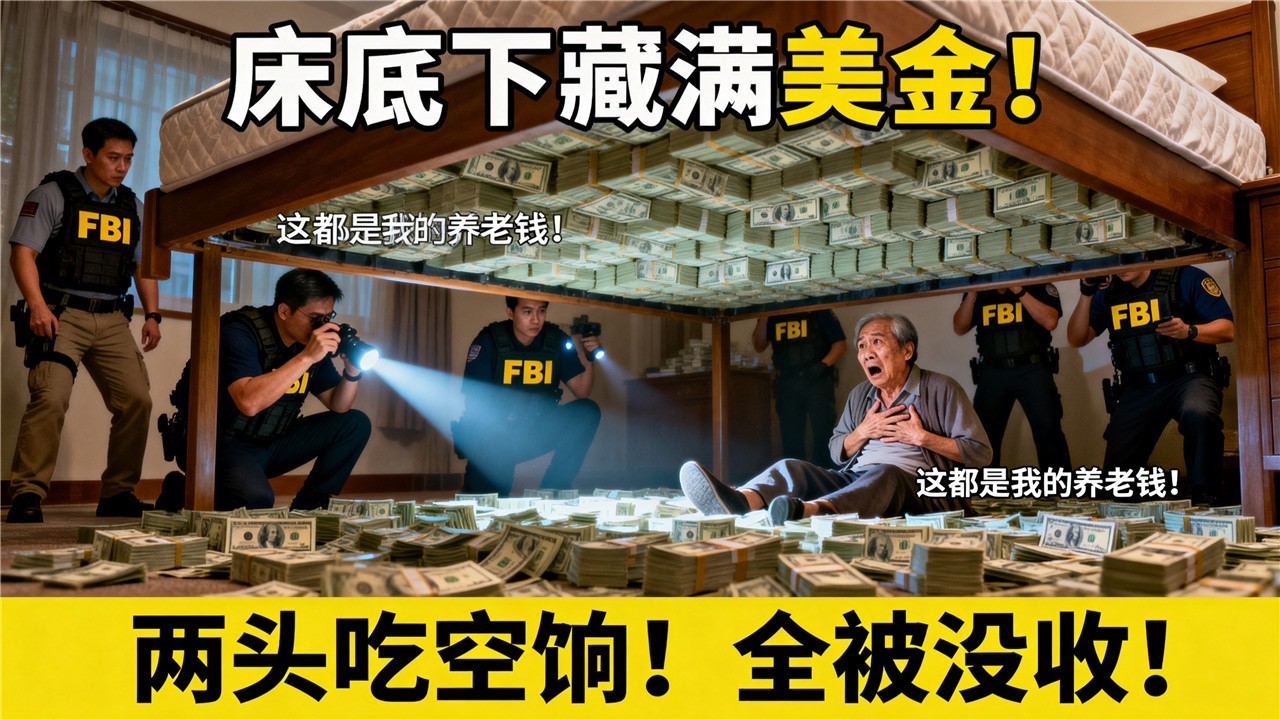 查到我倒立洗头！华人大爷两头领退休金10年，被FBI抄家时床底藏着8万现金！结局让所有人沉默……