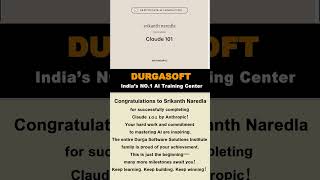 AI With Durga Sir||Congratulations Srikanth Naredla on Completing Claude 101 | Proud Achievement 🚀👏