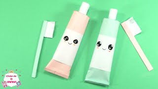 DIY Papel  Pasta e escova de dente de papel  Toothbrush and paste  Cepillo y pasta de dientes