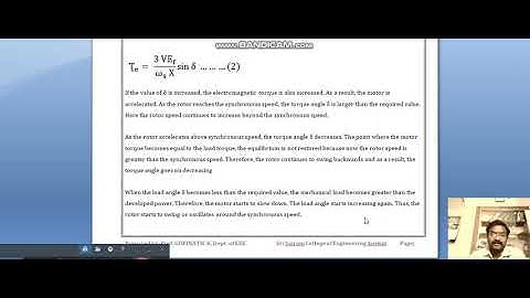 Lecture Video 18EE44 Module 5 Hunting,Damper winding,Sync Condenser Gopinath K