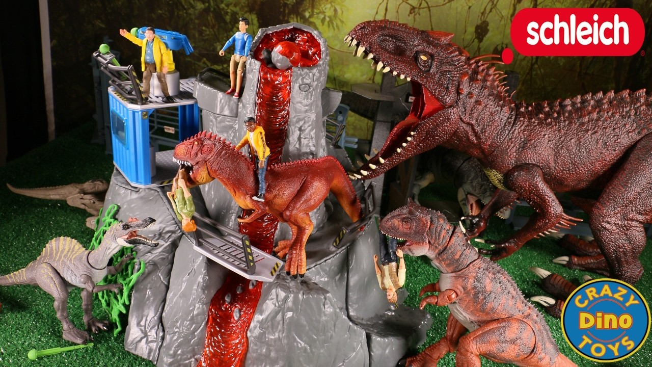 Exploding Dino Dinosaur Eating Humans! Schleich Exploding Volcano set 42564 Unboxed ...