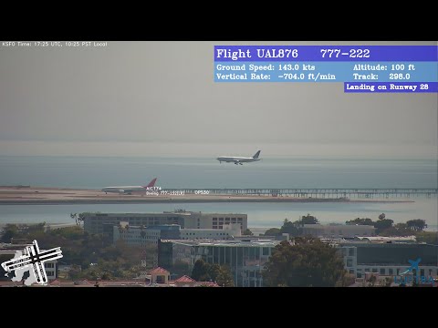 🔴SFO Airport Live 24/7 Tracking, Aircraft Labelling and ATC Audio in HD