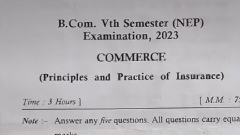 MGKVP B.Com 5th Sem Principles and Practices of Insurance || Question Paper 2023 || PYQs