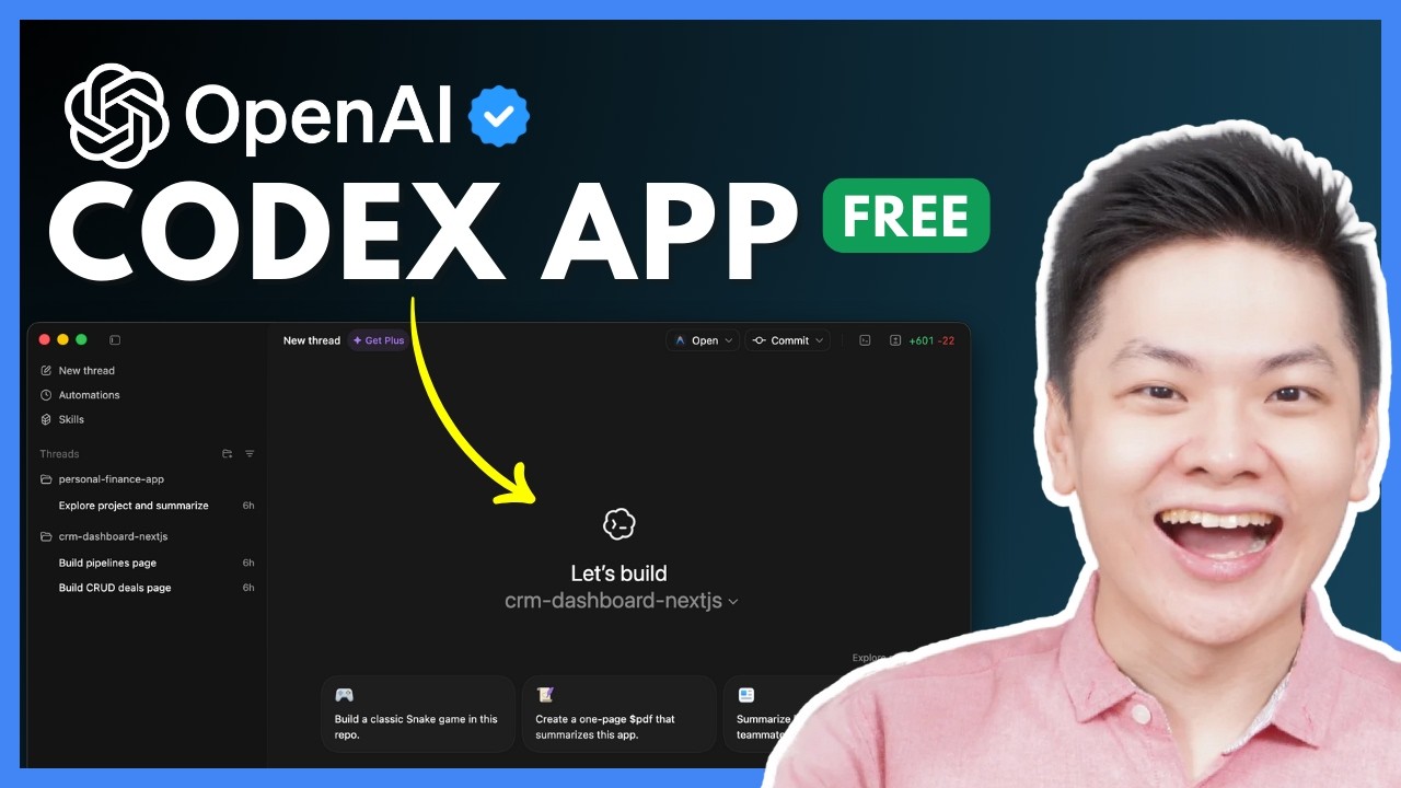 OpenAI Codex App interface showing AI coding assistant in action