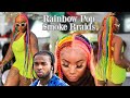 Tryin' RAINBOW Pop Smoke Braids on a 360 Full Lace Wig?? 👀 | Laurasia Andrea