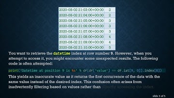 How to Obtain the Datetime Index Value at a Specific Row Number in Python Pandas