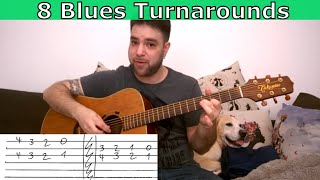 8 essential blues turnarounds - guitar lesson tutorial w/ tab