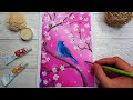 Daily challenge #305 💮🐦 How I Paint a Cute Blue Bird in a Blossoming Tree💮🐦Acrilic Painting