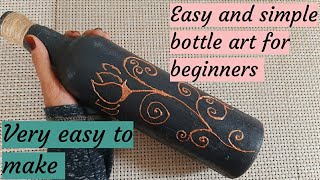 How to make easy and simple bottle art for beginners| diy |glass bottle art|kuppim_moodim|malayalam