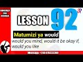 #JifunzeKiingereza 
SOMO LA 92: Kiingereza cha kuongea | matumizi ya "would"