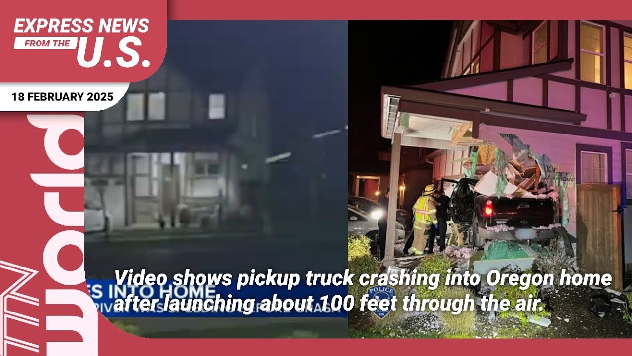 Video shows pickup truck crashing into Oregon home after launching ...
