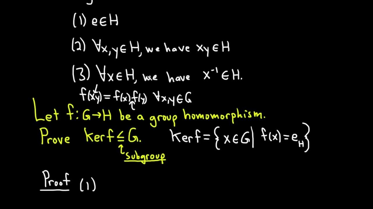 Definition of a Subgroup and Proof that the Kernel is a Subgroup YouTube