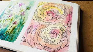Watercolor Journal Day 75 (Line and Wash Roses)