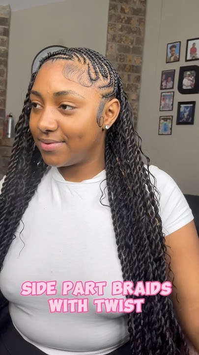  Side part braids with twist 😍 - YouTube