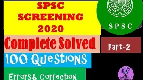 SPSC SCREENING 2020 complete Solved part-2 || Sindh Public Service Commission || CCE-2020