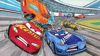 Draw LIGHTNING McQUEEN vs ED, RYAN, and GEORGE in CARS 3 2.0 Drawing Coloring Pages | Tim Tim TV