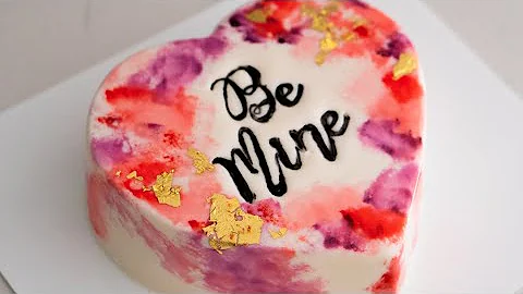 Watercolour Heart Valentines Day Cake- Rosie's Des...