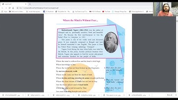 WHERE THE MIND IS WITHOUT FEAR.. BY RABINDRANATH TAGORE ENGLISH ONE SSC CLASS 10 MAHARASHTRA STATE