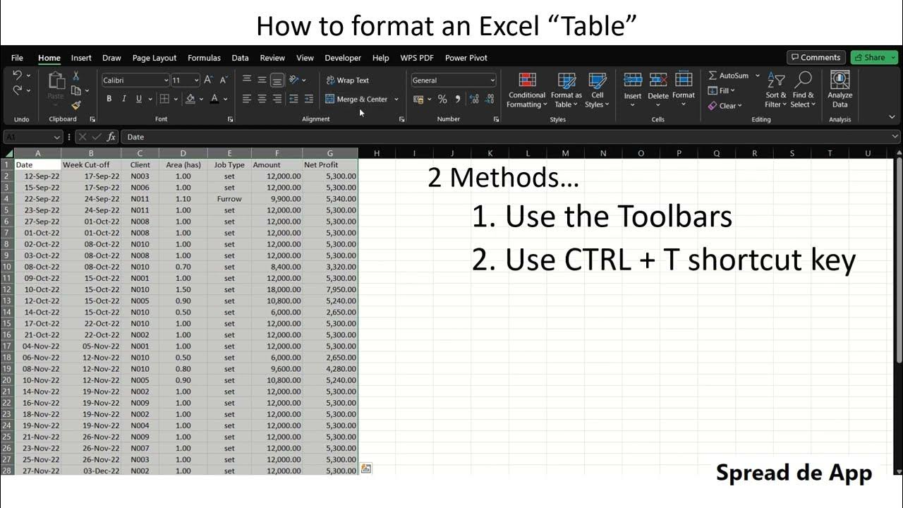 Data analysis beginner tips how to format an excel table and why