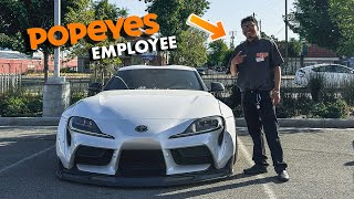 Scaring Popeyes Worker in my A90 Supra w/ AK47 TUNE!!!