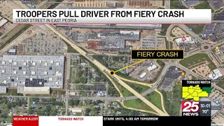 Two State Police Troopers suffer minor injuries after pulling driver from fiery crash