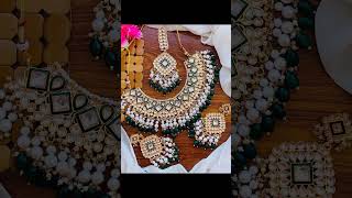 Bridal Kundan Set with Mena-karri work available at Symphonic Dazzles.short bridaljewellery