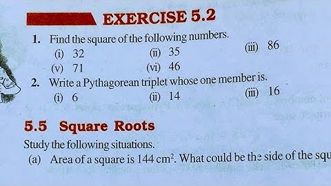 Class 8th maths l Exercise 5.2 l Chapter 5 l NCERT l Hindi medium l Solution l Square and square roo