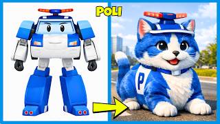 Robocar Poli Characters As Cats In Real Life Guess The Voice Quiz Roy, Amber, Poli, Helly
