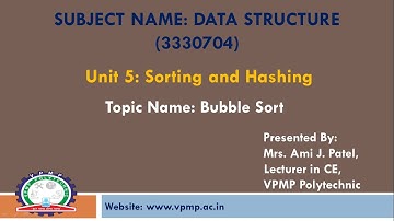 Bubble Sort | DS | 3330704 |Ami J. Patel