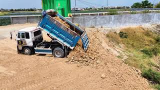 Part 2  Delete pond by 5T truck loaded with rocks next to the wall with Dozer Komatsu D31A by 63Dump truck  333 views 13 days ago 1 hour