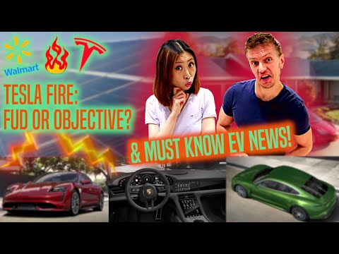 tesla-vs-porsche-taycan,-new-tesla-insurance,-walmart-solar-roof-fires
