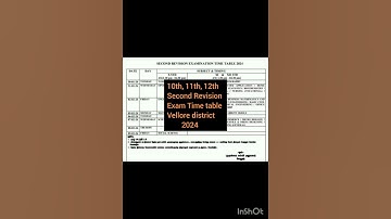 10th, 11th, 12th Second Revision Exam Time table Vellore district 2024