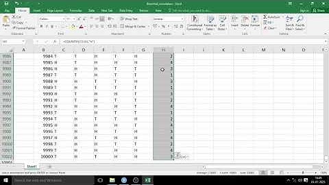 Understanding binomial distribution using coin toss simulation in Excel