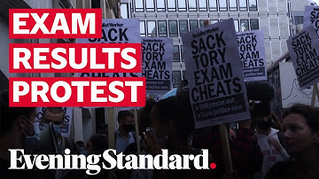 Students protest outside the Department for Education as A Level anger mounts over 