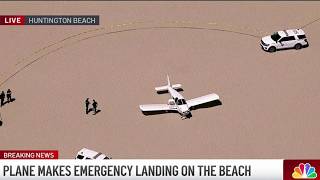 Small plane makes emergency landing on Huntington State Beach