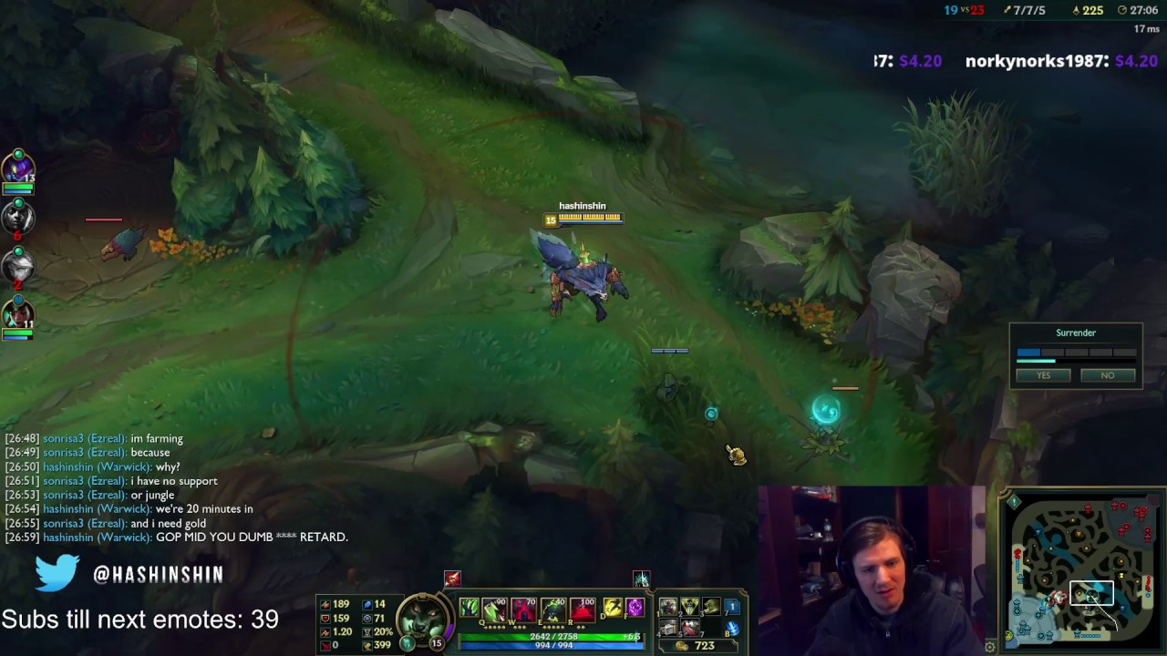 Go mid you dumb f*** Hashinshin toxic towards Team in chat
