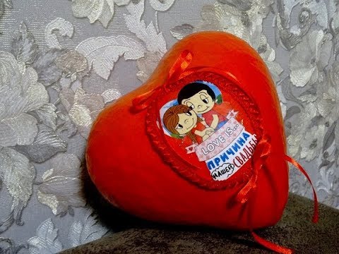 Подарок на 14 февраля. Сердце  Love is... своими руками. В технике папье-маше.