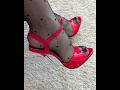 6 25 Inch 16 Cm Red Ultra High Heels And Black Stockings