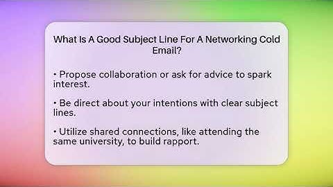 What Is A Good Subject Line For A Networking Cold Email? - Job Success Network
