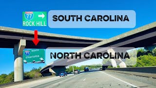 Rock Hill SC To Charlotte NC Driving Tour I-77 N | North Carolina | South Carolina 