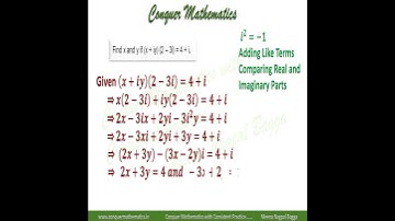 Finding unknown x and y from equality of two complex numbers - Complex Numbers -Class 11 Mathematics