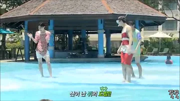 J hope Jimin V and Jungkook having fun at the pool