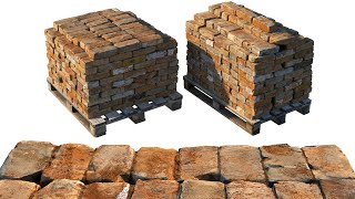 Pallets with old bricks 3d models