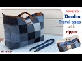 how to sew a travel bags tutorial. how to sew a large denim travel bags tutorial. denim diy project