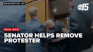 Chaos in the Senate after anti-war protester is forcibly dragged out, GOP Senator jumps in to help