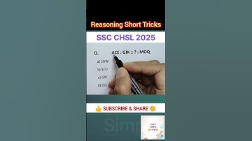 Reasoning Classes SSC CHSL 2025 | Analogy Reasoning Tricks | Simple Easy 55M #sscchsl #ssc  #shorts