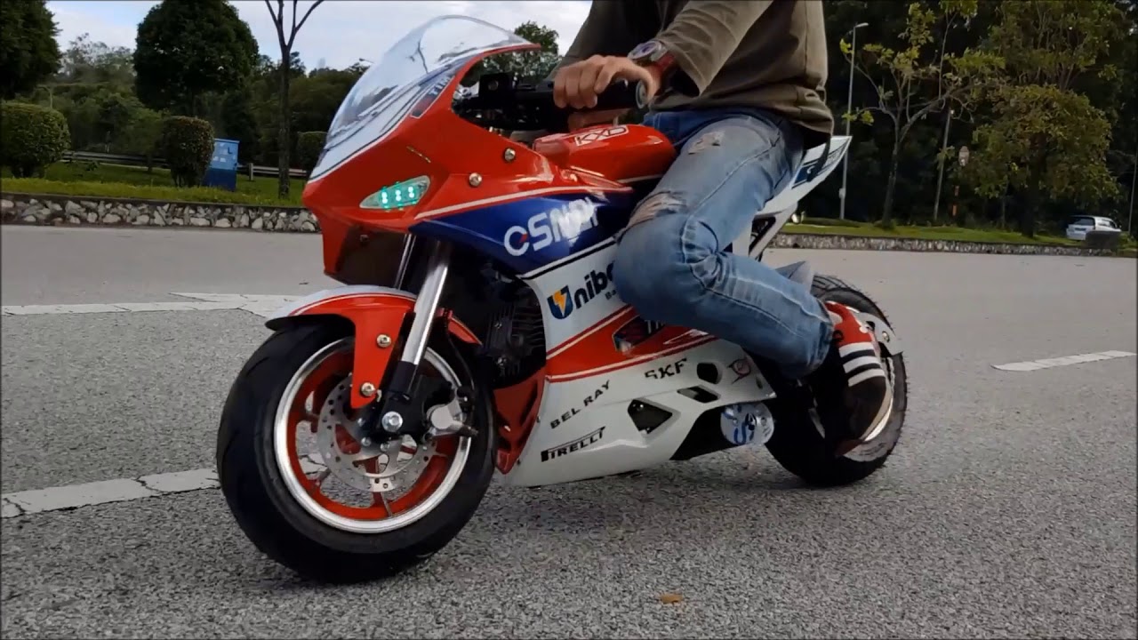 New pocket bike four stroke engine 50cc first test 